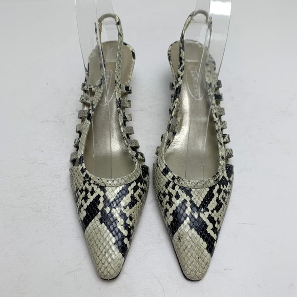 TALBOTS Genuine Leather Slingback kitten High Heels Snakeskin Reptile Print sz 7 - Picture 5 of 16